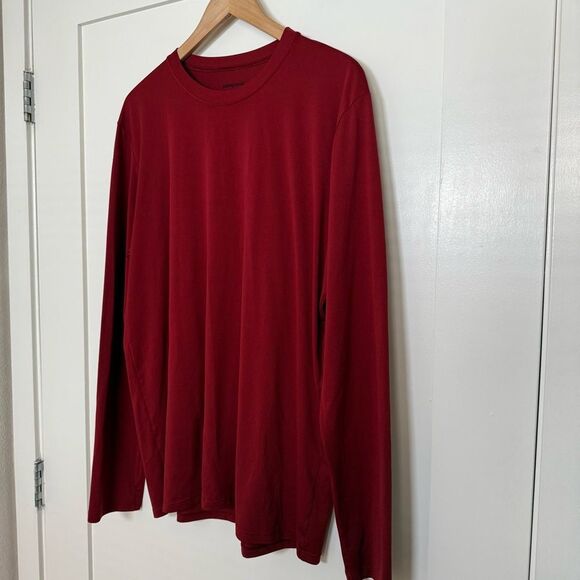 Patagonia Shirt Men Sz L Red Capilene Lightweight Base Layer Long Sleeve Outdoor - Picture 2 of 7